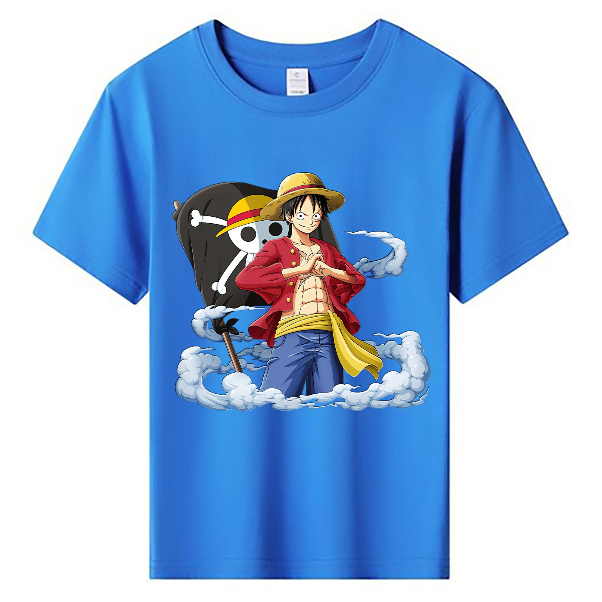 ワンピース モンキー・D・ルフィ ONE PIECE Monkey D. Luffy 綿100％キッズTシャツ（フロントプリント）